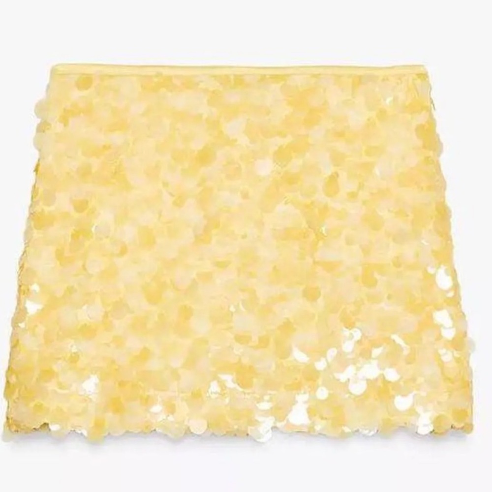 Yellow Zara sequin miniskirt